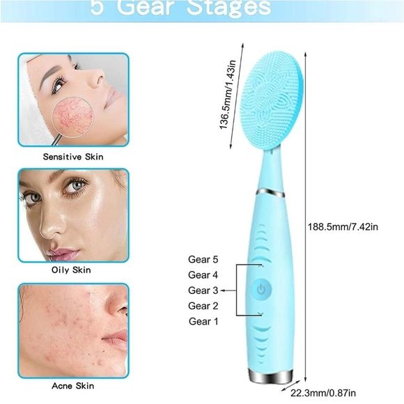 Sonic Facial Cleansing Brush,Portable Handled Face Cleansing Brush with … - Picture 4 of 6